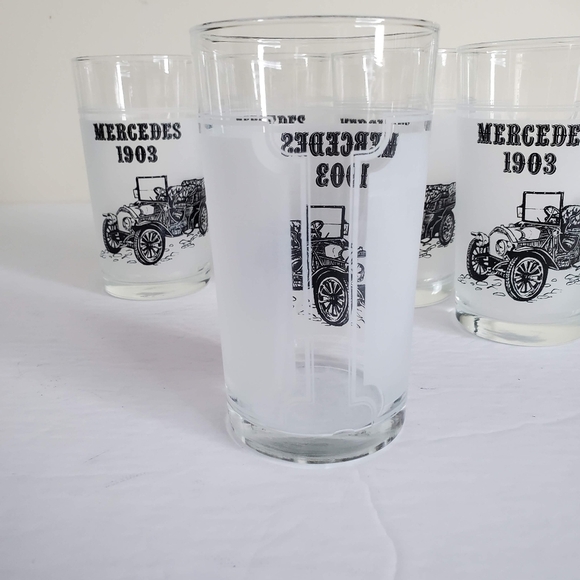 Vintage Set Of 5 Mercedes 1903 Antique Automobile Glasses - Picture 3 of 4